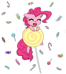 Size: 579x645 | Tagged: safe, artist:breadcipher, derpibooru import, pinkie pie, earth pony, pony, candy, cute, diapinkes, eyes closed, female, food, lollipop, mare, open mouth, simple background, smiling, solo, transparent background