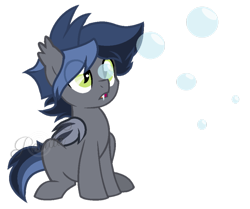 Size: 832x694 | Tagged: safe, artist:ipandacakes, derpibooru import, oc, oc only, oc:cloud shade, bat pony, bat pony oc, bat wings, bubble, simple background, solo, transparent background, wings