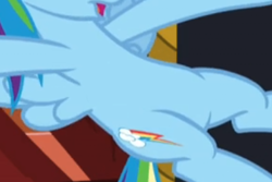 Size: 372x249 | Tagged: safe, derpibooru import, screencap, rainbow dash, pegasus, pony, rarity investigates, belly, cropped, featureless crotch, flying, open mouth, pictures of bellies, solo