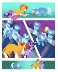 Size: 1280x1600 | Tagged: safe, artist:vio-creayta, derpibooru import, sunburst, trixie, twilight sparkle, basket, book, comic