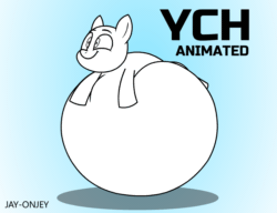 Size: 1040x800 | Tagged: safe, artist:jay-onjey, artist:metalface069, derpibooru import, animated, balloon, belly, belly bed, big belly, commission, derp, gif, huge belly, hyper, hyper belly, impossibly large belly, inflation, round belly, solo, underhoof, your character here