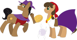 Size: 3382x1773 | Tagged: safe, artist:flashquatsch, derpibooru import, oc, oc only, oc:cinnamon roll, oc:crystal ball, earth pony, earth pony oc, hijo de la luna, simple background, transparent background