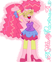 Size: 1024x1229 | Tagged: safe, artist:xxfluffypachirisuxx, derpibooru import, pinkie pie, equestria girls, friendship through the ages, shutter shades, simple background, solo, transparent background