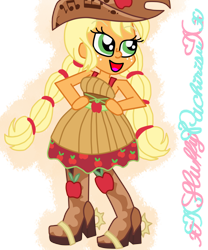 Size: 1024x1229 | Tagged: safe, artist:xxfluffypachirisuxx, derpibooru import, applejack, equestria girls, friendship through the ages, clothes, dress, simple background, solo, transparent background