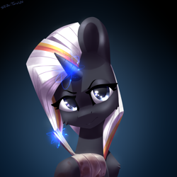 Size: 2400x2400 | Tagged: safe, artist:shido-tara, derpibooru import, oc, oc:velvet remedy, pony, unicorn, fallout equestria, annoyed, bandage, blood, fanfic art, high res, injured, magic, solo, telekinesis