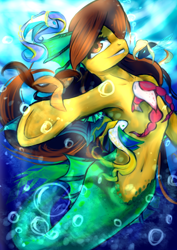 Size: 2480x3507 | Tagged: safe, artist:kiwwsplash, derpibooru import, oc, oc only, seapony (g4), solo, swimming, underhoof, underwater