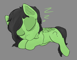 Size: 2496x1936 | Tagged: safe, artist:enragement filly, derpibooru import, oc, oc:anon filly, pegasus, pony, eyes closed, female, filly, freckles, onomatopoeia, prone, sleeping, sound effects, zzz