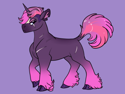 Size: 2800x2100 | Tagged: safe, artist:loryska, derpibooru import, oc, pony, unicorn, cloven hooves, female, mare, offspring, parent:king sombra, parent:tempest shadow, solo