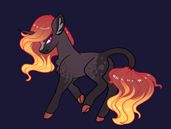 Size: 2800x2100 | Tagged: safe, artist:loryska, derpibooru import, pony, unicorn, blue background, female, mare, offspring, parent:king sombra, parent:tempest shadow, simple background, solo