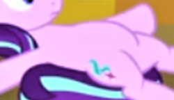 Size: 490x283 | Tagged: safe, derpibooru import, edit, edited screencap, screencap, starlight glimmer, pony, unicorn, the last problem, belly, cropped, lying down, on back, pictures of bellies, solo