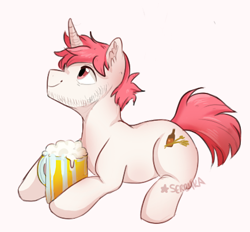 Size: 434x402 | Tagged: safe, artist:serbhka, derpibooru import, oc, oc only, pony, unicorn, facial hair, male, mug, simple background, solo, stallion