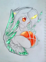 Size: 462x624 | Tagged: safe, artist:kiwwsplash, derpibooru import, oc, oc only, earth pony, pony, basketball, bust, earth pony oc, hoof hold, lineart, partial color, smiling, solo, sports, traditional art