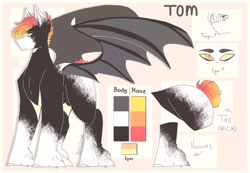 Size: 1920x1328 | Tagged: safe, artist:shinningblossom12, derpibooru import, oc, oc only, oc:tom, bat pony, pony, bat pony oc, bat wings, hoof fluff, male, reference sheet, solo, stallion, wings