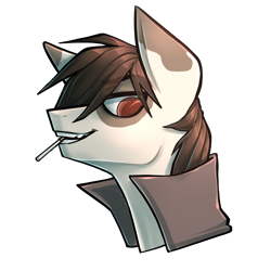 Size: 2343x2343 | Tagged: safe, artist:earthpone, derpibooru import, oc, oc:zeth fors, earth pony, pony, bust, cigarette, commission, commissions open, male, portrait, simple background, solo, stallion, transparent background