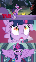 Size: 1920x3336 | Tagged: safe, derpibooru import, cozy glow, lord tirek, queen chrysalis, twilight sparkle, twilight sparkle (alicorn), alicorn, changeling, changeling queen, pegasus, pony, frenemies (episode), my little pony: pony life, the ending of the end, spoiler:my little pony: pony life, disguise, disguised changeling, floppy ears, get, ted talk, the pathetic princess thing, twi talk