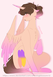 Size: 2819x4081 | Tagged: safe, artist:shinningblossom12, derpibooru import, oc, oc only, alicorn, pony, alicorn oc, horn, raised hoof, sitting, solo, wings