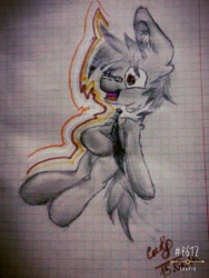 Size: 480x640 | Tagged: artist needed, safe, derpibooru import, oc, oc only, oc:silver bristle, earth pony, pony, ear fluff, glasses, graph paper, laughing, male, necktie, solo, stallion, traditional art