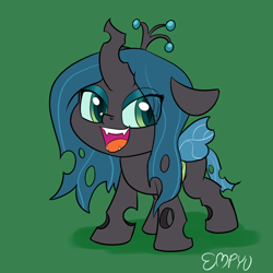 Size: 1000x1000 | Tagged: safe, artist:empyu, derpibooru import, queen chrysalis, changeling, changeling queen, my little pony: pony life, female, green background, simple background, solo