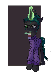 Size: 2340x3385 | Tagged: safe, anonymous artist, derpibooru import, queen chrysalis, changeling, changeling queen, /mlp/, 4chan, canned food, clothes, colored, cute, cutealis, dork, dorkalis, drawthread, food, glasses, pasta, requested art, simple background, solo, spaghetti, spagoots, spoon, sweater, transparent background, wholesome