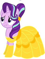 Size: 1280x1654 | Tagged: safe, artist:starlightglimmerfan1, derpibooru import, starlight glimmer, pony, unicorn, beauty and the beast, belle, clothes, cosplay, costume, dress, simple background, solo, transparent background, vector