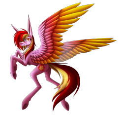 Size: 2000x1896 | Tagged: safe, artist:sadatrix, derpibooru import, oc, oc:fireflame, pegasus, pony, female, mare, simple background, solo, transparent background, two toned wings, wings