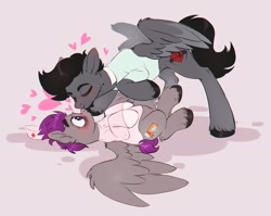 Size: 2455x1957 | Tagged: safe, artist:lightning-stars, derpibooru import, oc, oc only, pegasus, pony, heart, kissing