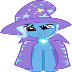 Size: 420x420 | Tagged: artist needed, safe, derpibooru import, edit, trixie, unicorn, brooch, cape, clasp, clothes, diamond, female, gem, glow, hat, jewel, shine, simple background, solo, transparent background, trixie's cape, trixie's glowing brooch, trixie's hat, vector, vector edit, wrong aspect ratio