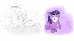 Size: 1920x1080 | Tagged: safe, artist:another_pony, derpibooru import, starlight glimmer, twilight sparkle, pony, unicorn, crossover, dialogue, fall guys