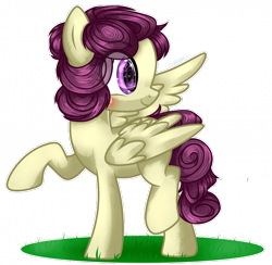 Size: 700x683 | Tagged: safe, artist:midnightmusic, derpibooru import, oc, oc:starfruit fritter, pegasus, pony, base used, blushing, commission, female, grass, happy, looking back, mare, simple background, solo, standing, transparent background, wings, ych result