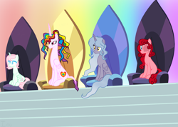 Size: 3232x2296 | Tagged: safe, artist:amelia-bases, artist:iou, artist:leia, derpibooru exclusive, derpibooru import, oc, oc only, oc:crimson, oc:dark night, oc:leia, oc:rainbow glow, alicorn, earth pony, hybrid, base used, blank flank