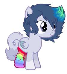 Size: 770x860 | Tagged: safe, artist:spectrumnightyt, derpibooru import, oc, oc only, pegasus, pony, clothes, female, filly, rainbow socks, simple background, socks, solo, striped socks, transparent background