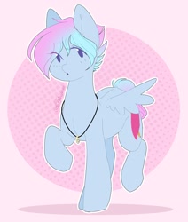 Size: 1733x2048 | Tagged: safe, artist:shinningblossom12, derpibooru import, oc, oc only, oc:shinning blossom, pegasus, pony, abstract background, female, jewelry, mare, necklace, pegasus oc, solo, wings