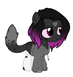 Size: 888x936 | Tagged: safe, artist:spectrumnightyt, derpibooru import, oc, hybrid, clothes, female, filly, hoodie, simple background, solo, transparent background