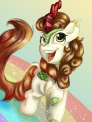 Size: 1200x1600 | Tagged: safe, artist:underdog234, derpibooru import, autumn blaze, kirin, awwtumn blaze, cute, happy, kirinbetes, rainbow, solo