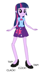 Size: 1024x1689 | Tagged: safe, artist:cartoonmasterv3, twilight sparkle, twilight sparkle (alicorn), alicorn, human, equestria girls, female, humanized, simple background, solo, tap dancing, transparent background, vector