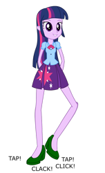 Size: 1024x1689 | Tagged: safe, artist:cartoonmasterv3, twilight sparkle, twilight sparkle (alicorn), alicorn, human, equestria girls, female, humanized, simple background, solo, tap dancing, transparent background, vector