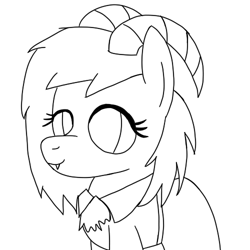 Size: 500x500 | Tagged: safe, artist:symphonydawn3, oc, oc:jackie spectre, demon, demon pony, original species, pony, demon horns, female, formal dress, horns, lineart, mare, simple background, solo, white background, wip