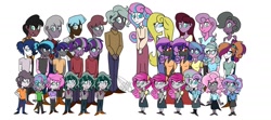 Size: 2048x910 | Tagged: safe, artist:chelseawest, princess flurry heart, oc, oc:shimmering glow, equestria girls, adult, canon x oc, child, children, decaplets, duodecaplets, family, family photo, female, male, mama flurry, octuplets, offspring, offspring shipping, offspring's offspring, older, older flurry heart, parent:king sombra, parent:oc:shimmering glow, parent:princess flurry heart, parent:radiant hope, parents:canon x oc, parents:hopebra, shipping, straight, teenager
