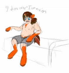 Size: 2225x2371 | Tagged: safe, artist:mcsplosion, oc, oc:painterly flair, colored sketch, eponavirus, human to pony, implied coronavirus, male to female, ponid-21, sketch, transformation