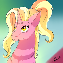 Size: 4100x4100 | Tagged: safe, artist:batrina, luster dawn, pony, unicorn, the last problem, absurd resolution, bust, female, mare, portrait, signature, solo