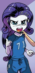 Size: 497x1020 | Tagged: safe, artist:pencils, edit, idw, applejack, rarity, equestria girls, spoiler:comic, spoiler:comicequestriagirlsmarchradness, angry, clothes, cute, madorable, raribetes