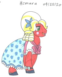 Size: 1124x1385 | Tagged: safe, artist:cmara, big macintosh, earth pony, pony, clothes, crossdressing, dress, male, solo, stallion, traditional art, trap, wig