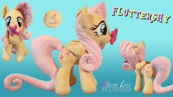 Size: 1280x720 | Tagged: safe, artist:steam-loco, derpibooru import, fluttershy, butterfly, pegasus, cute, cutie mark, embroidery, female, irl, magnet, photo, plushie, solo