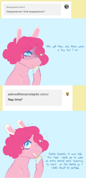 Size: 919x1882 | Tagged: safe, artist:ask-pinkie-polkadot-pie, derpibooru import, pinkie pie, earth pony, pony, colored hooves, solo, tumblr:ask-pinkie-polkadot-pie