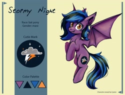 Size: 4096x3113 | Tagged: safe, artist:amy-gamy, oc, oc only, oc:stormy night, bat pony, pony, reference sheet, solo