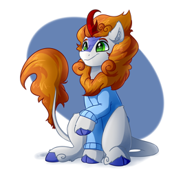 Size: 4000x4000 | Tagged: safe, artist:witchtaunter, oc, oc only, kirin, pony, absurd resolution, clothes, cloven hooves, commission, kirin oc, leonine tail, solo, sweater