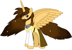 Size: 10417x7303 | Tagged: safe, alternate version, artist:ejlightning007arts, oc, oc only, oc:ej, alicorn, adult, alicorn oc, beard, cape, clothes, facial hair, growth, horn, male, robe, simple background, solo, spread wings, stallion, transparent background, vector, wavy mane, wings