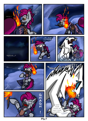 Size: 3436x4725 | Tagged: safe, artist:khaki-cap, oc, oc:zjin, oc:zjin-wolfwalker, wolf, zebra, comic:coldness, animal, cave, clothes, dress, fire, ice cave, page, text, torch, zebra oc