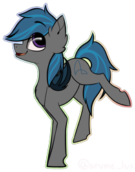 Size: 2128x2713 | Tagged: safe, artist:lux-arume, oc, oc only, oc:nocturne star, bat pony, pony, bat pony oc, bat wings, big eyes, blue mane, cute, grey fur, happy, jumping, purple eyes, simple background, smiley face, solo, transparent background, wings