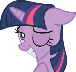 Size: 2521x2378 | Tagged: safe, artist:midnite99, twilight sparkle, unicorn twilight, unicorn, lesson zero, one eye closed, simple background, solo, transparent background, vector, wink